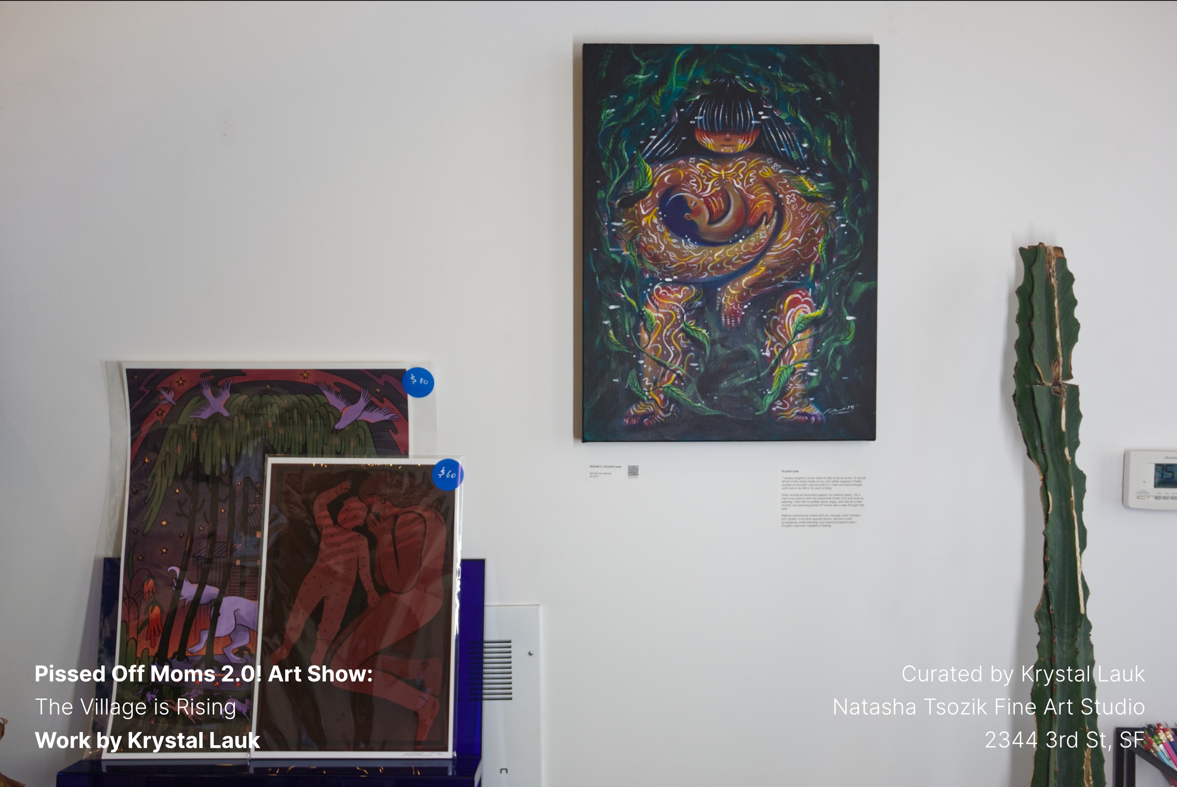 Work by Krystal Lauk on the gallery wall.