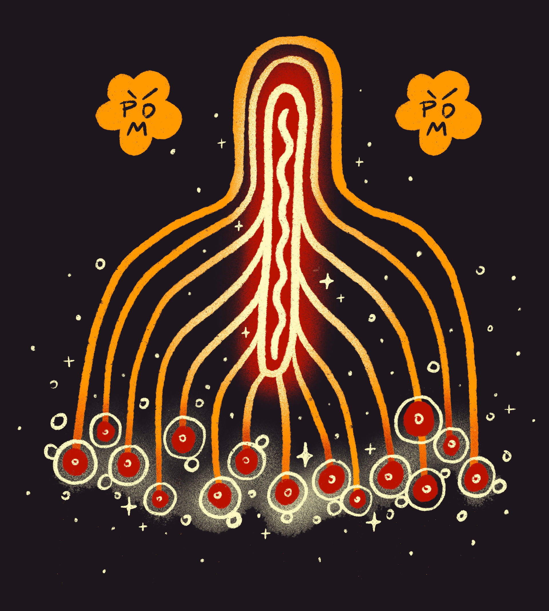 Pissed Off Moms — a red-and-orange rooted illustration on a dark ground